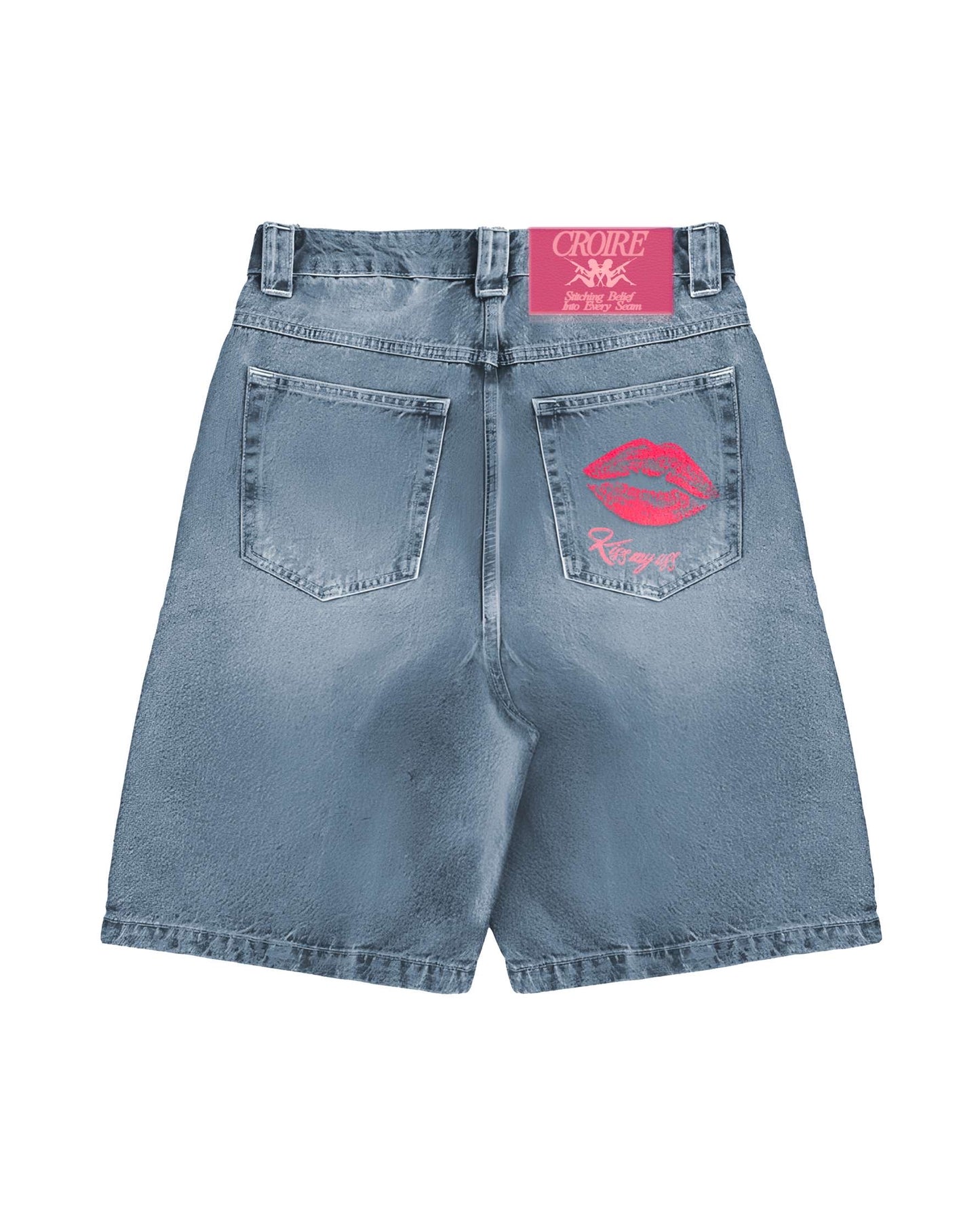 Croire pink print jorts