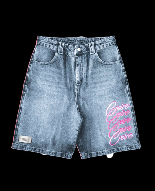 Croire pink print jorts
